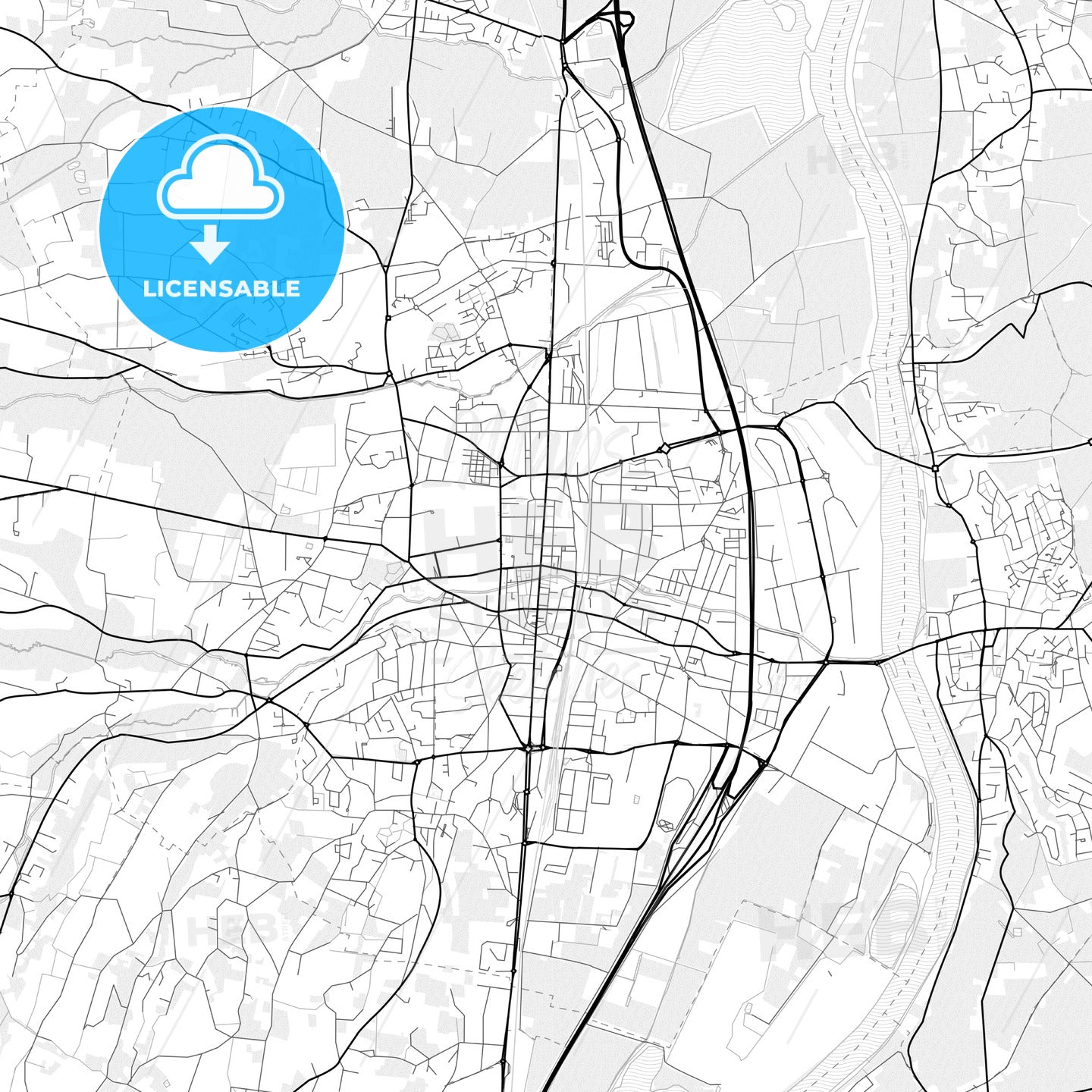 Vector PDF map of Villefranche-sur-Saône, France