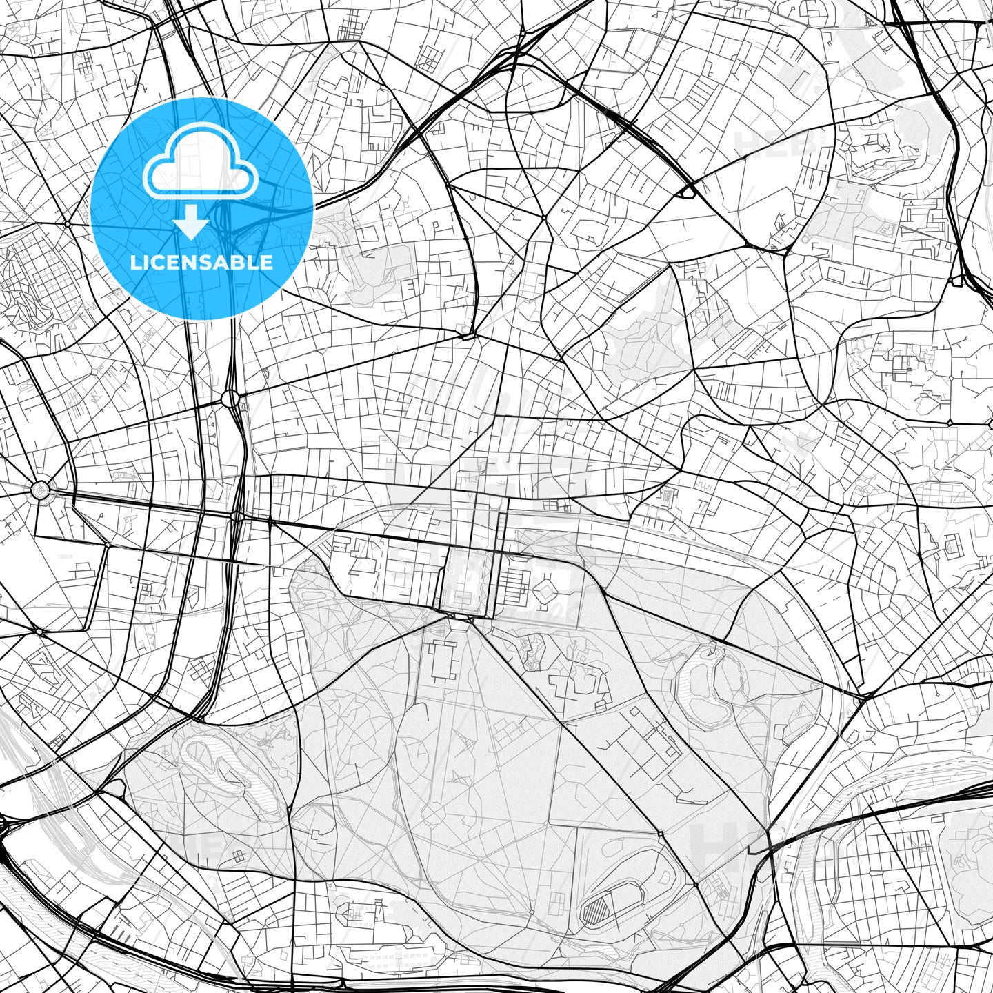 Vector PDF map of Vincennes, France