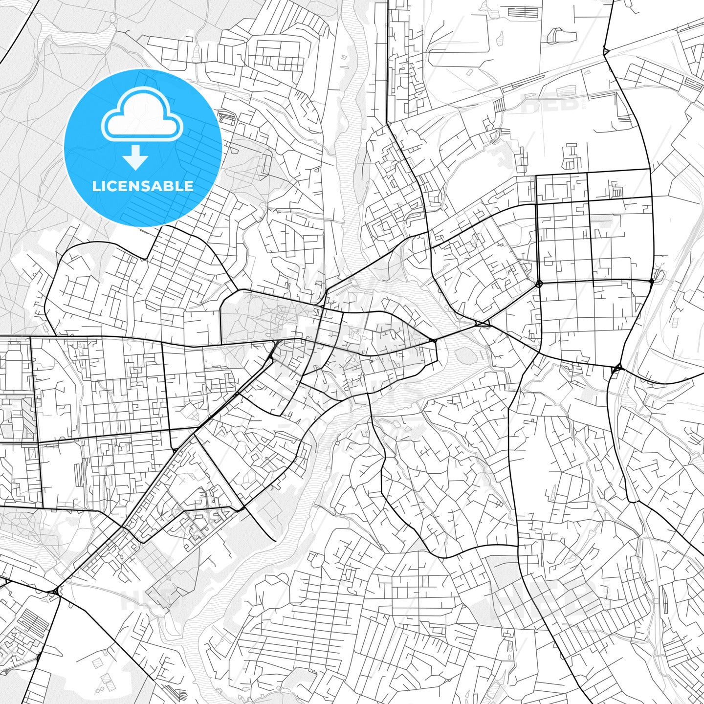 Vector PDF map of Vinnytsia, Ukraine