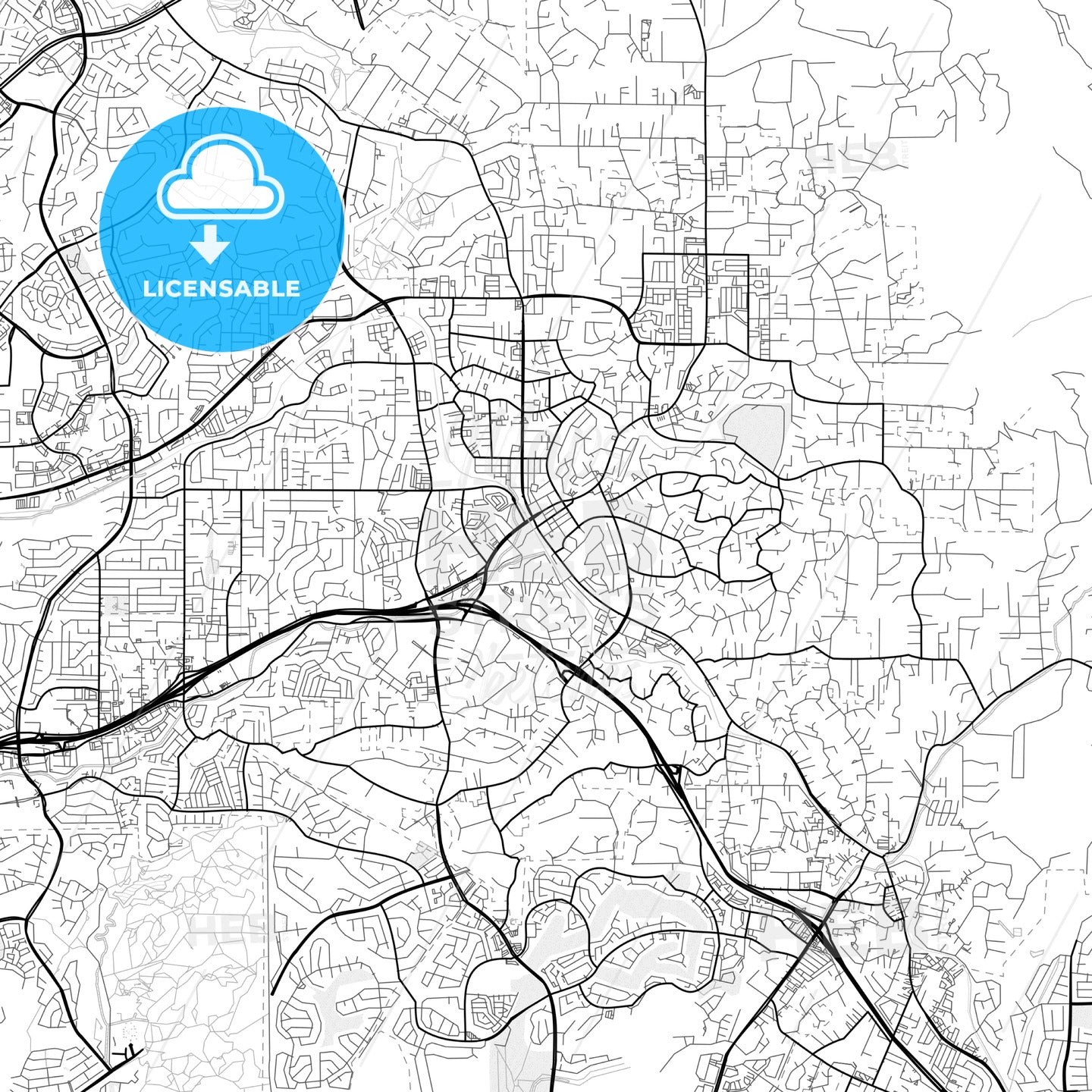 Vector PDF map of Vista, California, United States