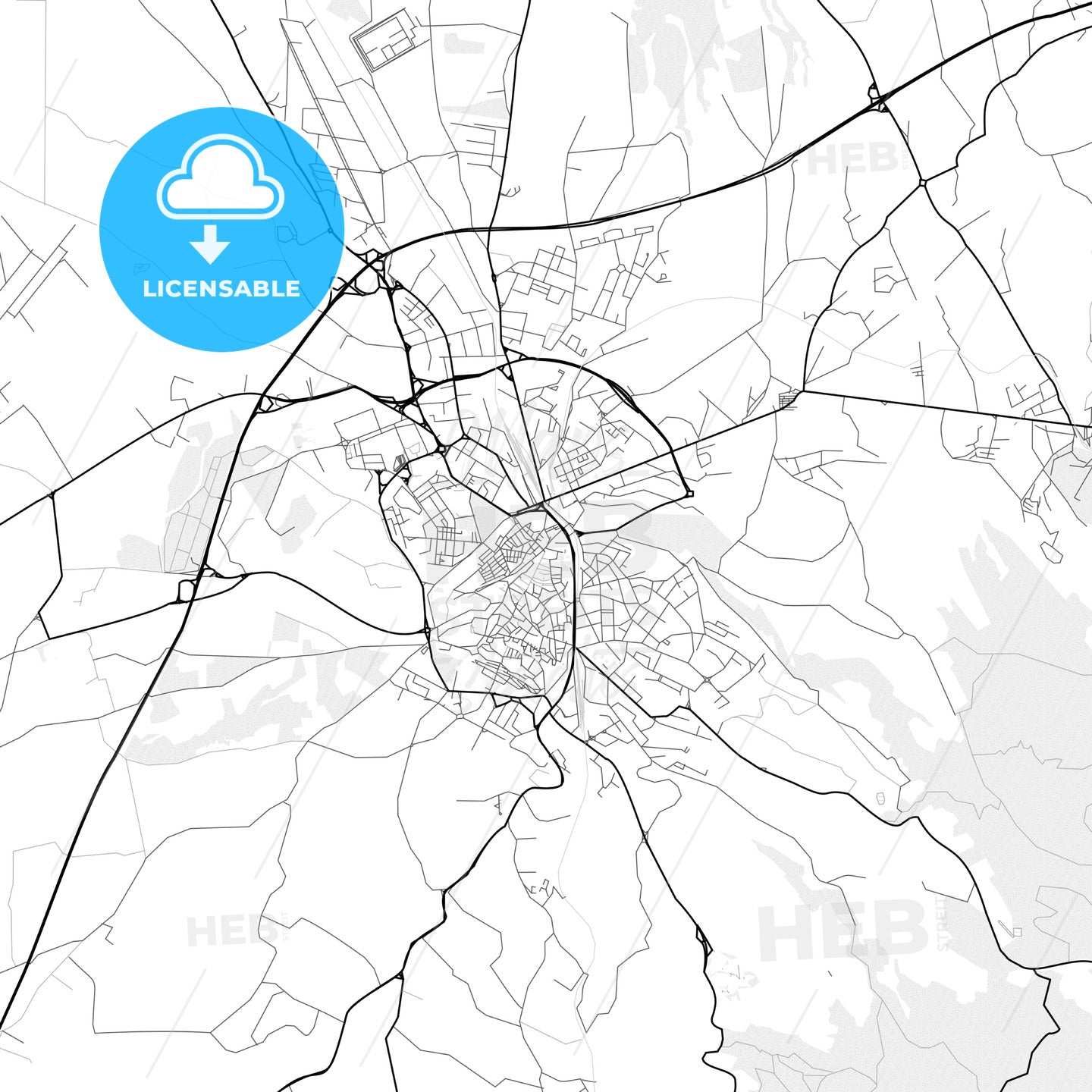 Vector PDF map of Viterbo, Italy