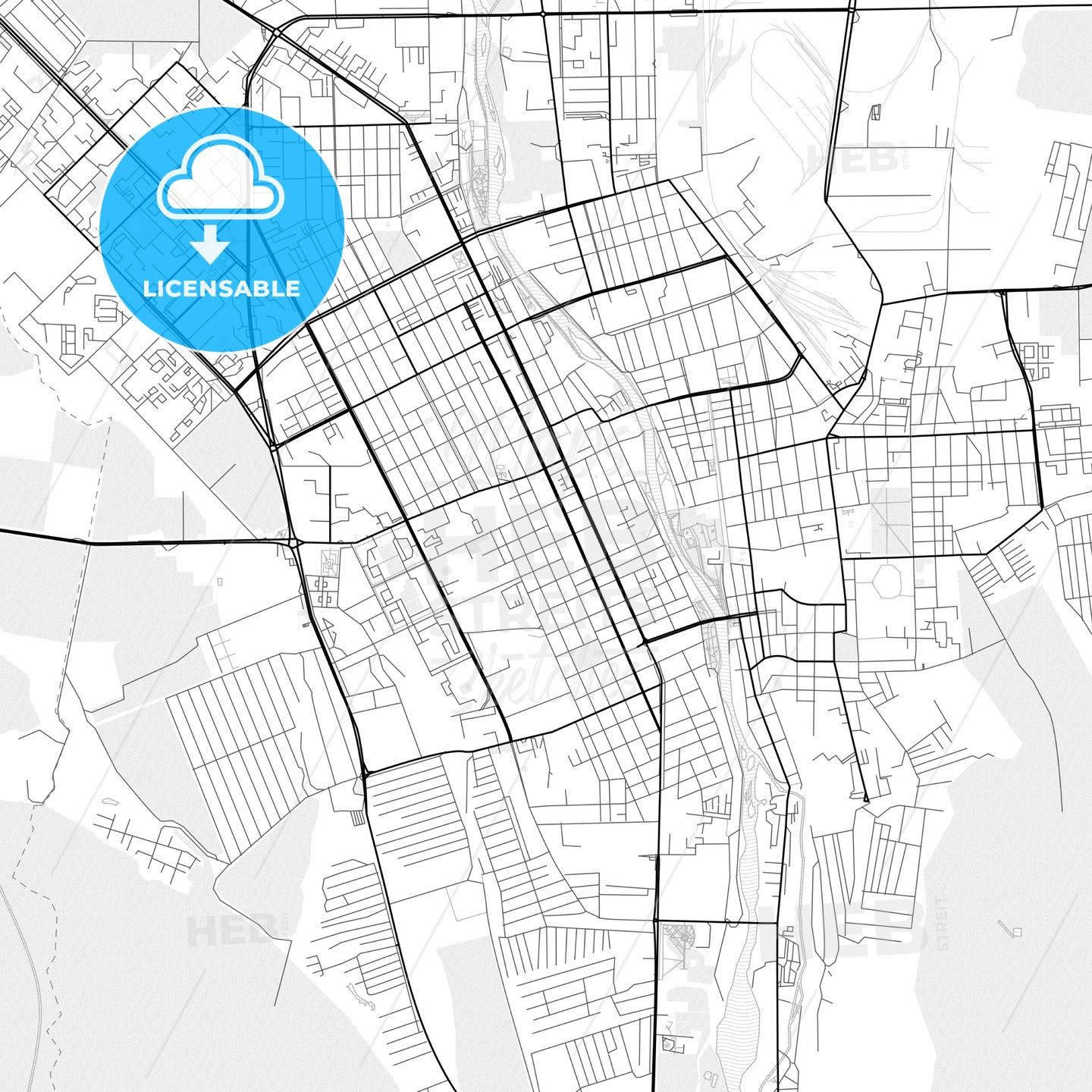 Vector PDF map of Vladikavkaz, Russia