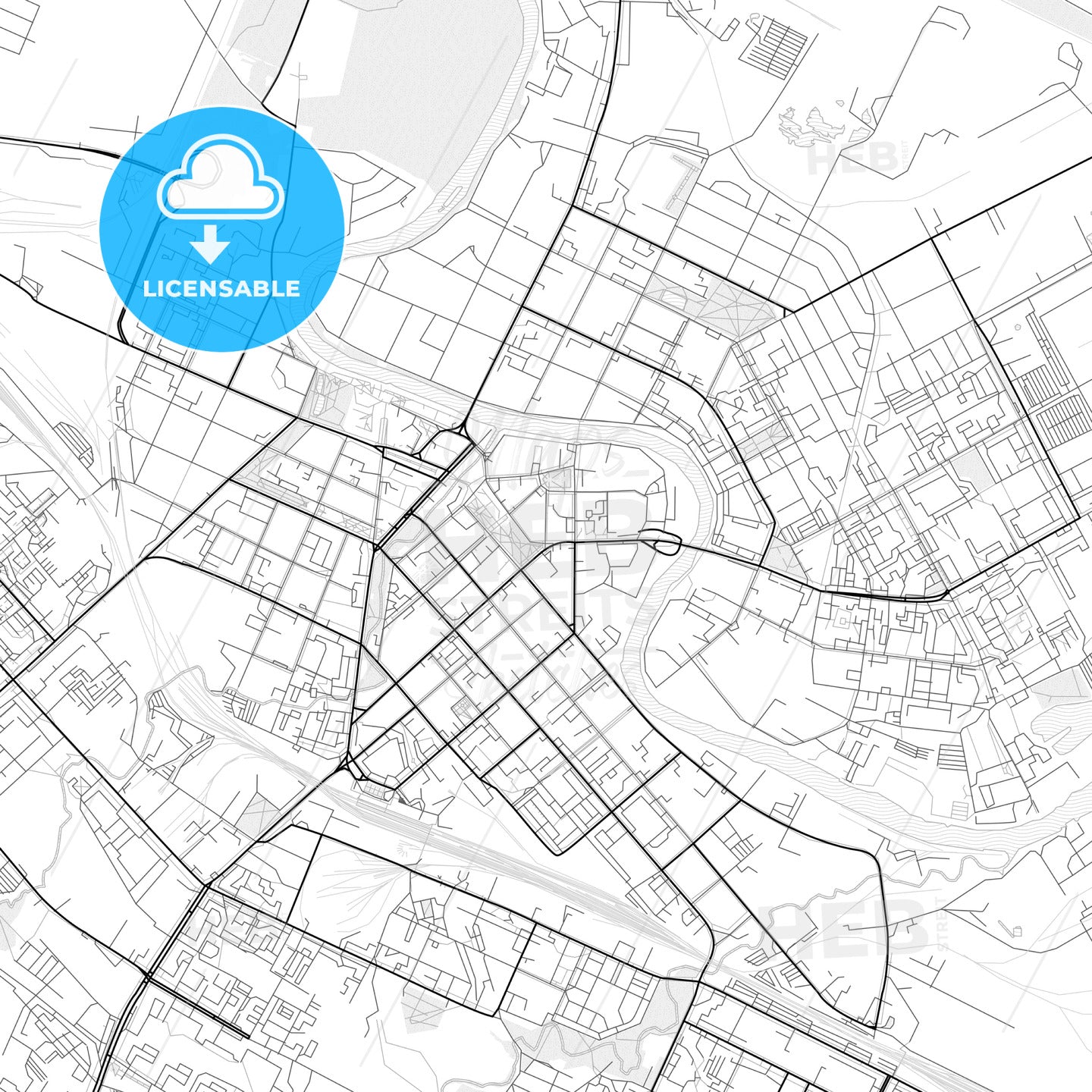 Vector PDF map of Vologda, Russia