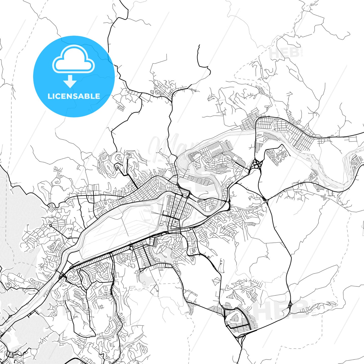 Vector PDF map of Volta Redonda, Brazil