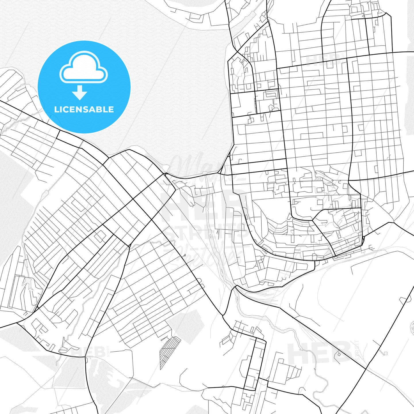 Vector PDF map of Votkinsk, Russia