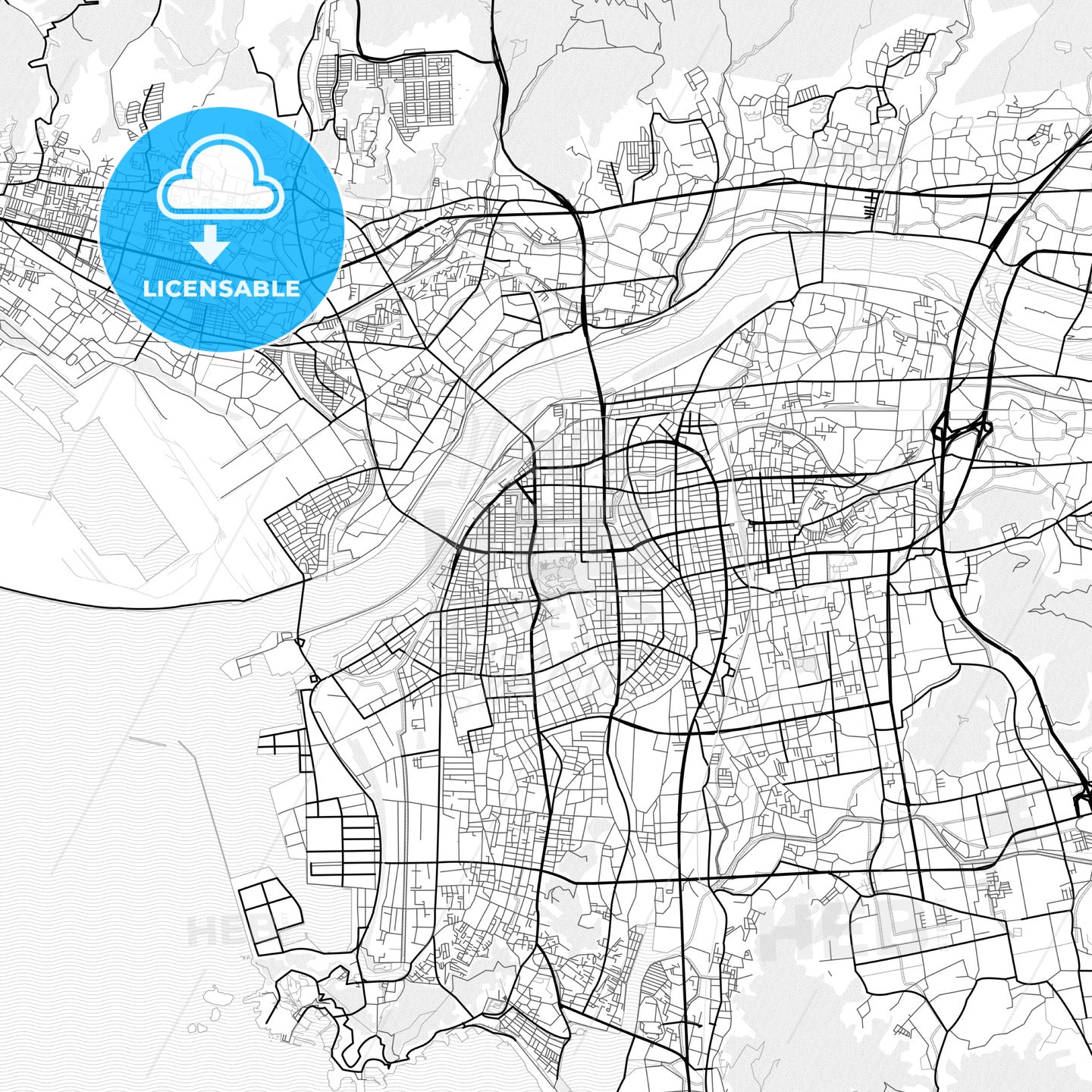 Vector PDF map of Wakayama, Japan