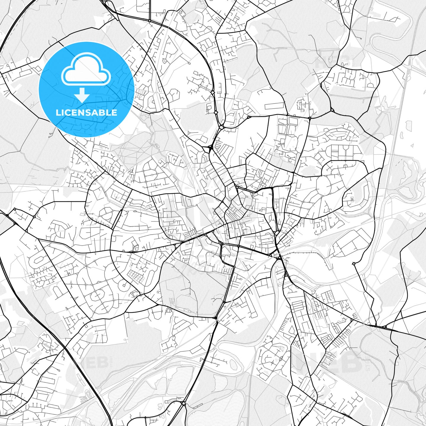 Vector PDF map of Wakefield, England