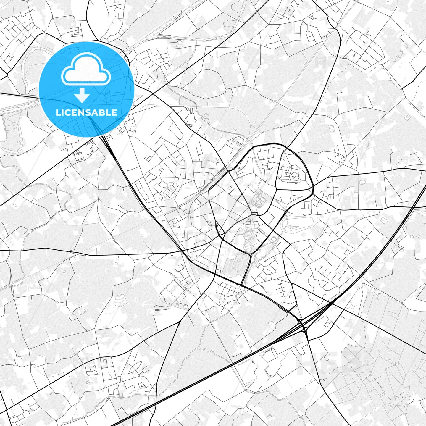 Vector PDF map of Waregem, Belgium