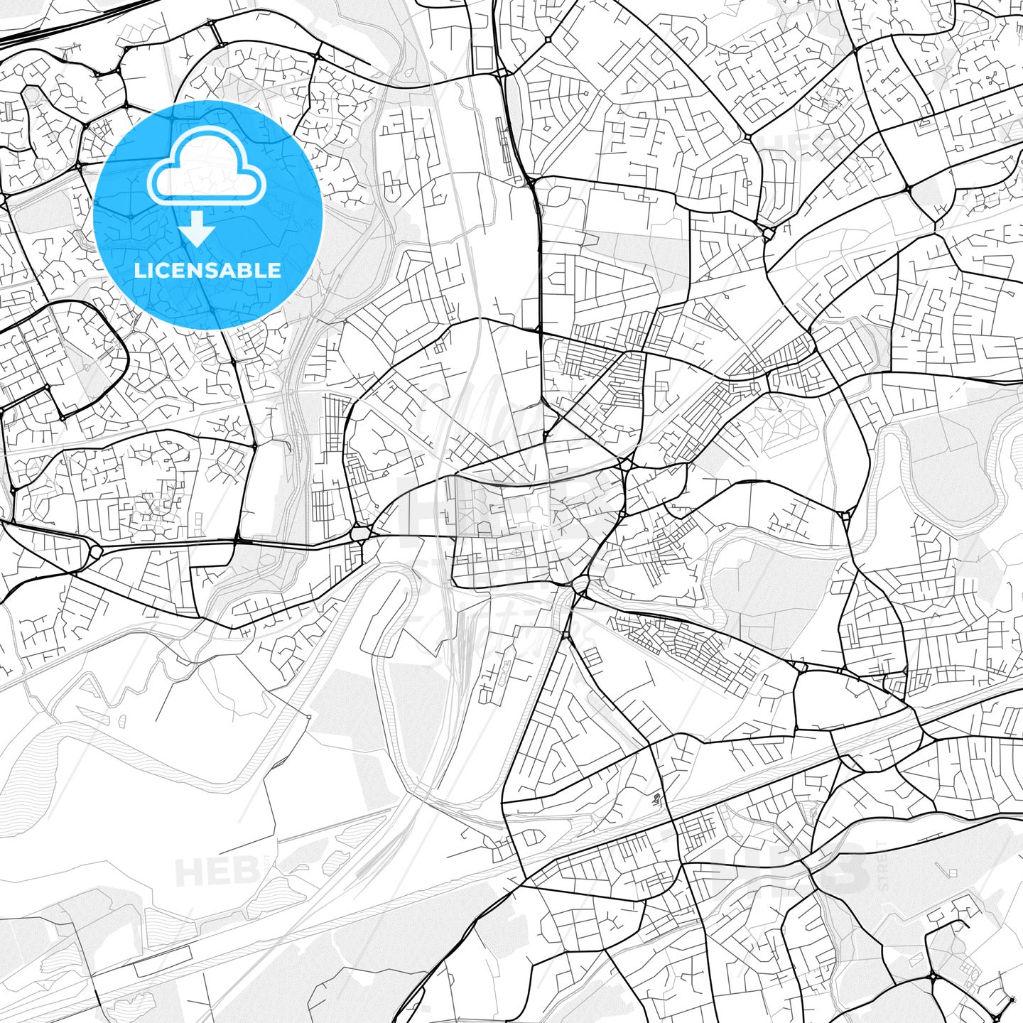 Vector PDF map of Warrington, England