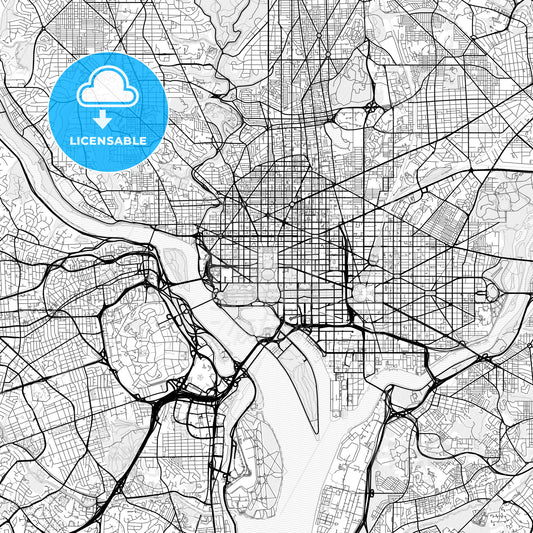 Vector PDF map of Washington, D.C., United States