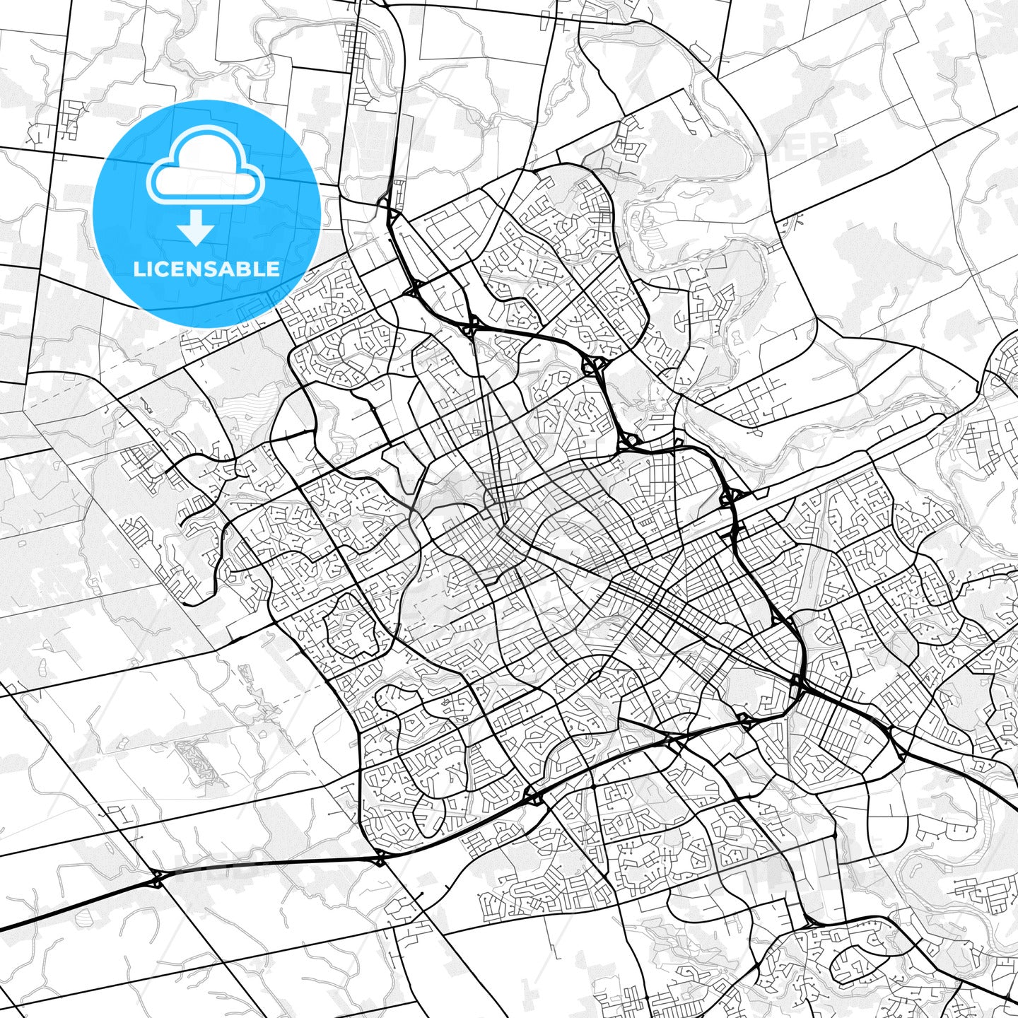 Vector PDF map of Waterloo, Canada