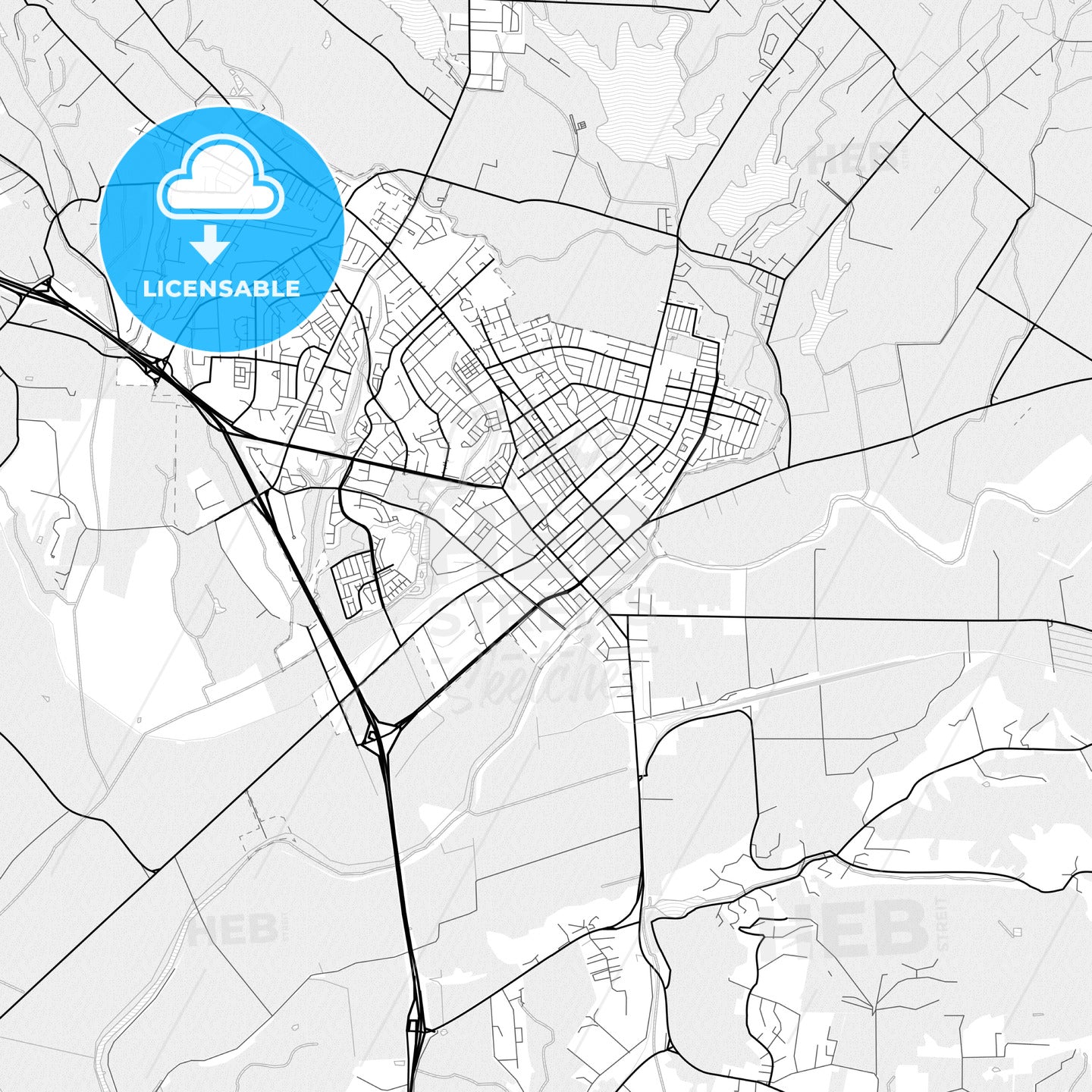 Vector PDF map of Watsonville, California, United States