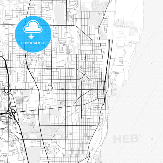 Vector PDF map of Waukegan, Illinois, United States