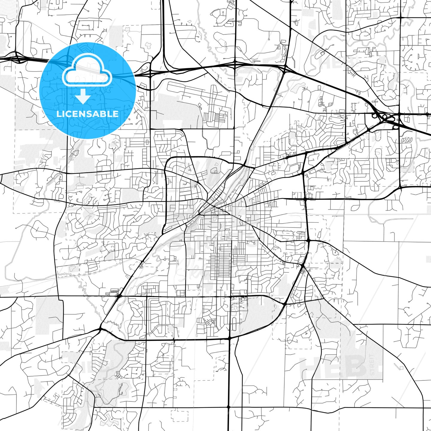 Vector PDF map of Waukesha, Wisconsin, United States