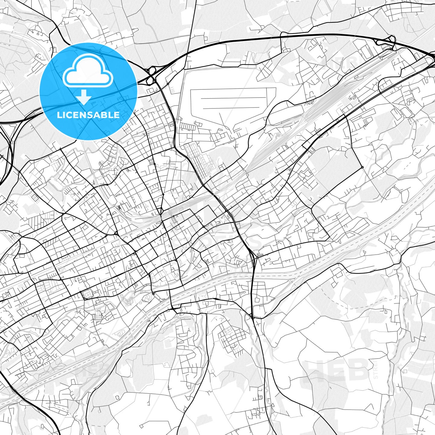 Vector PDF map of Wels, Austria