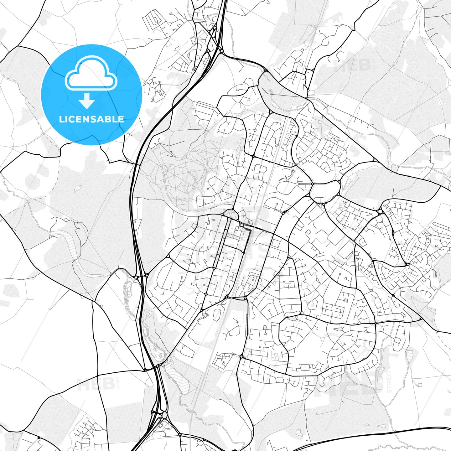 Vector PDF map of Welwyn Garden City, England