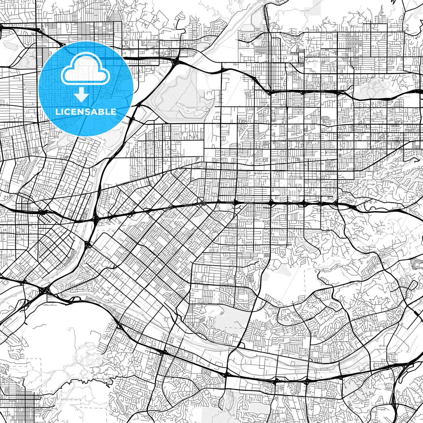 Vector PDF map of West Covina, California, United States