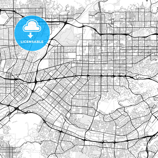 Vector PDF map of West Covina, California, United States