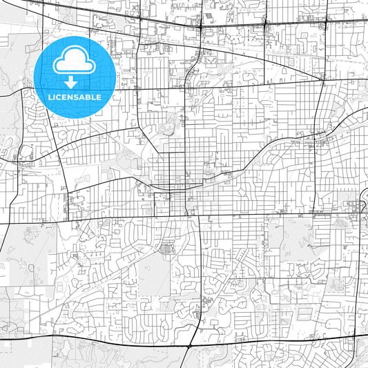 Vector PDF map of Wheaton, Illinois, United States