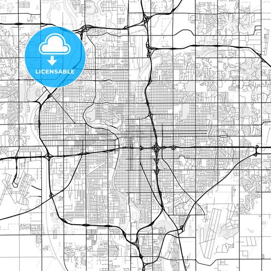 Vector PDF map of Wichita, Kansas, United States