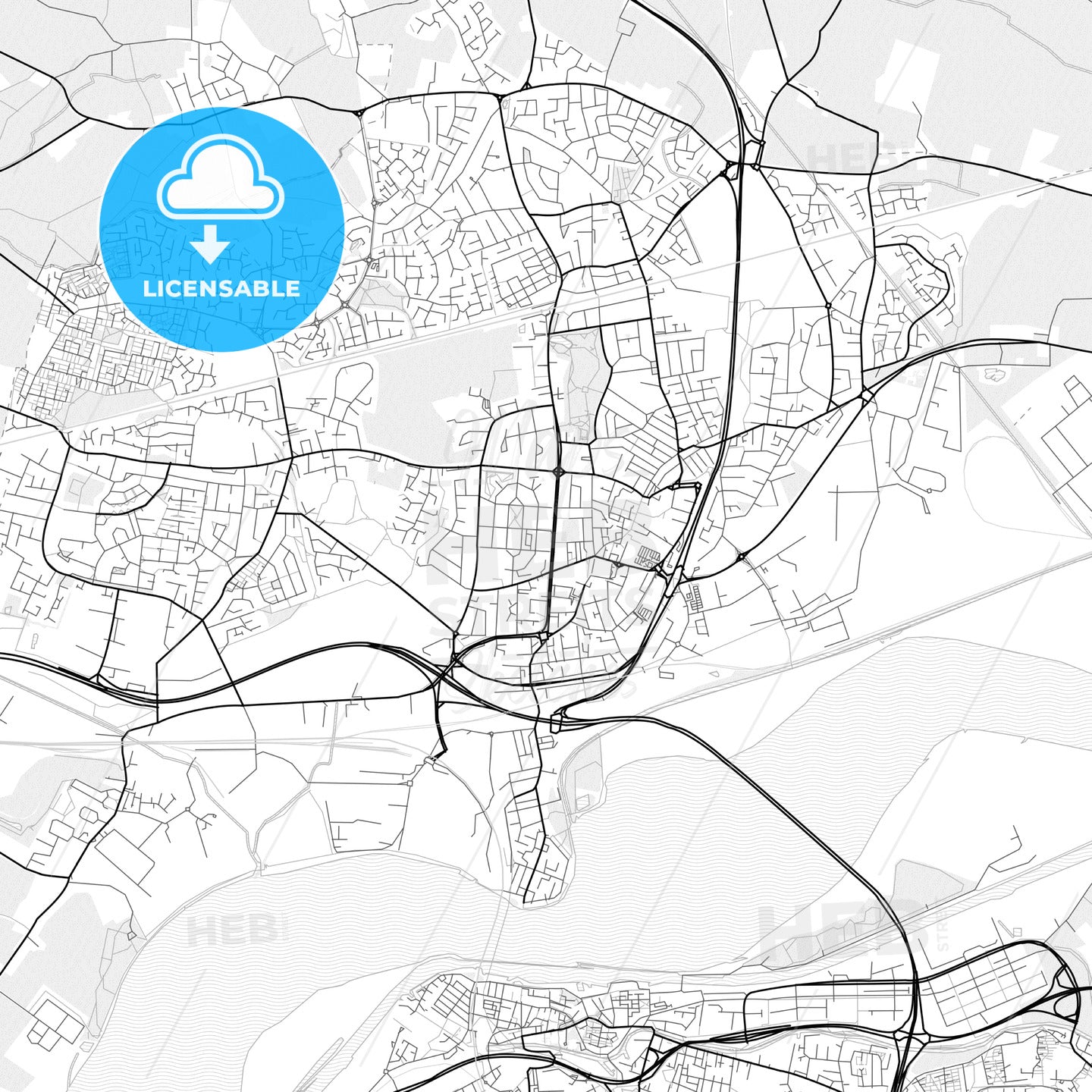 Vector PDF map of Widnes, England