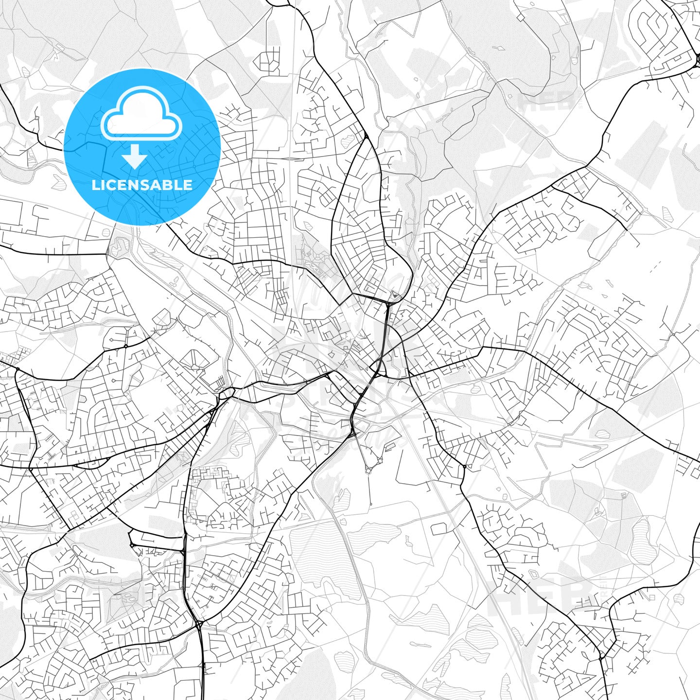 Vector PDF map of Wigan, England