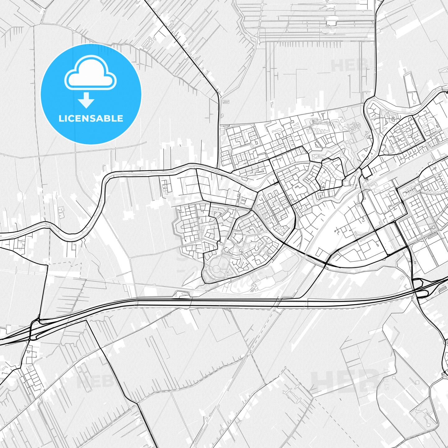 Vector PDF map of Woerden, Netherlands