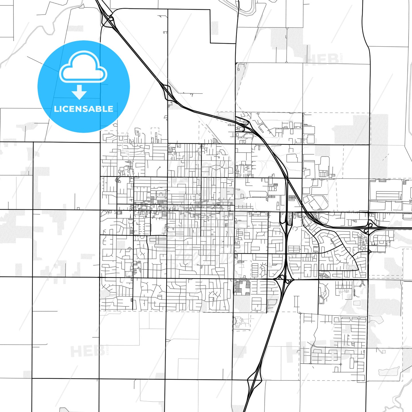 Vector PDF map of Woodland, California, United States