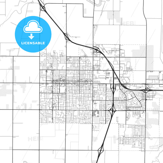 Vector PDF map of Woodland, California, United States