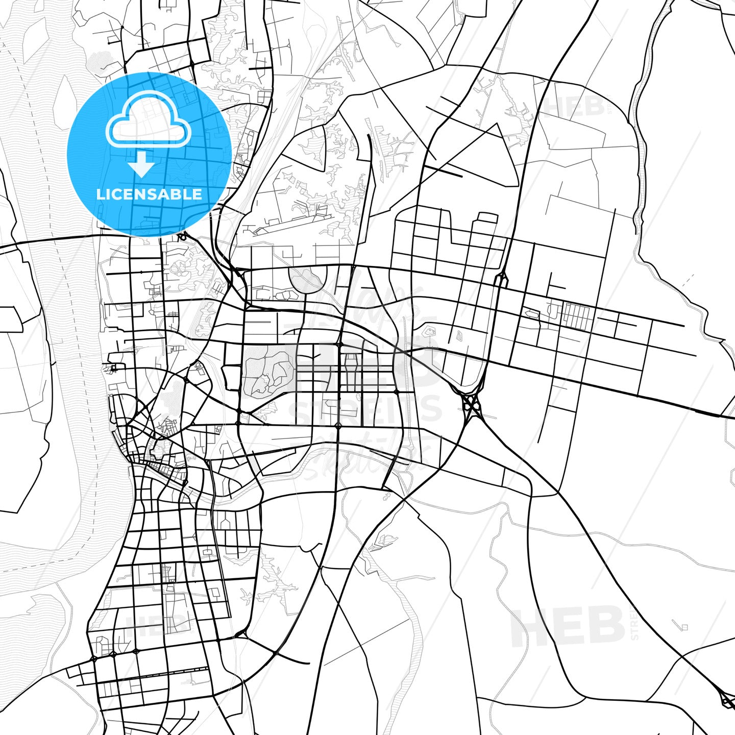 Vector PDF map of Wuhu, China