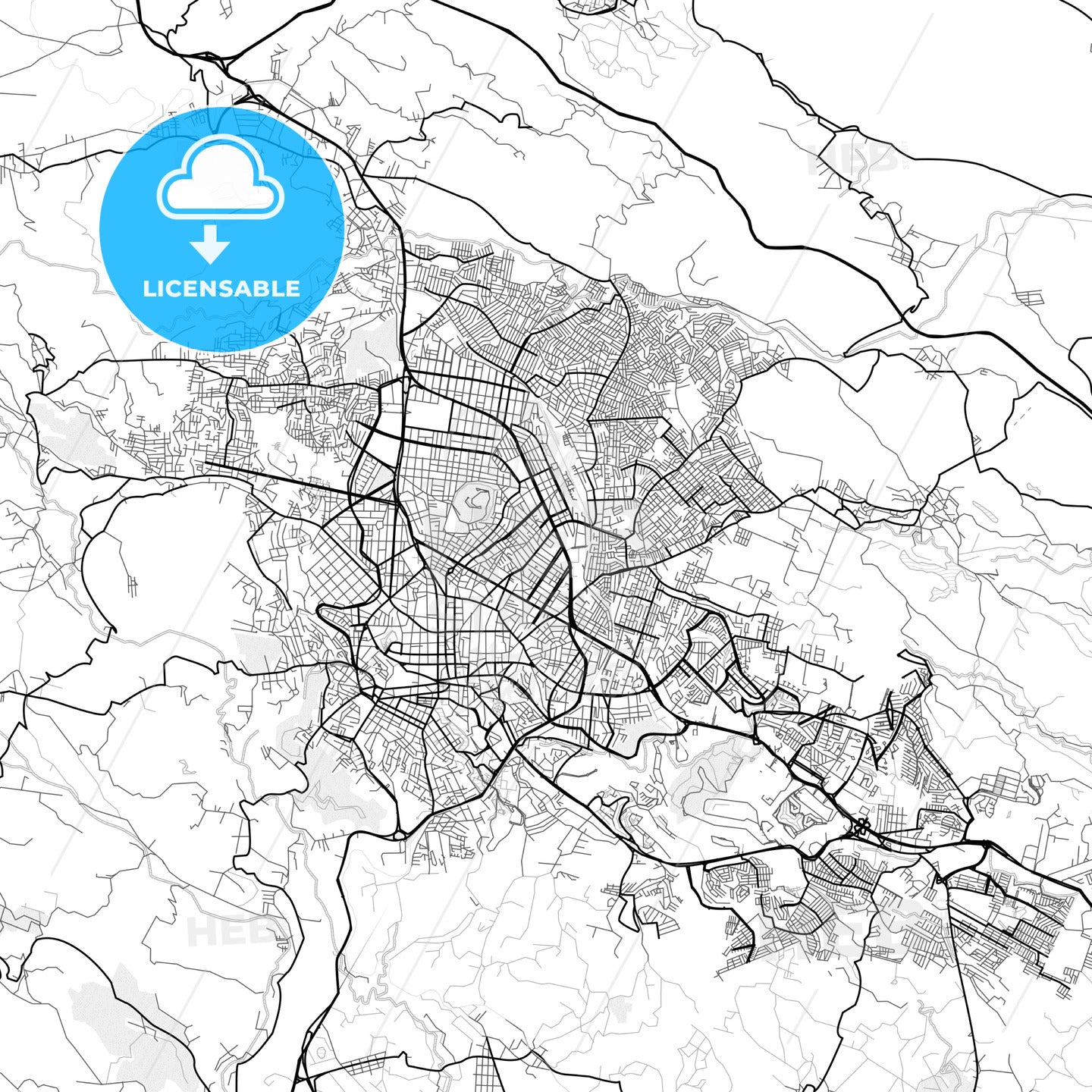 Vector PDF map of Xalapa, Mexico