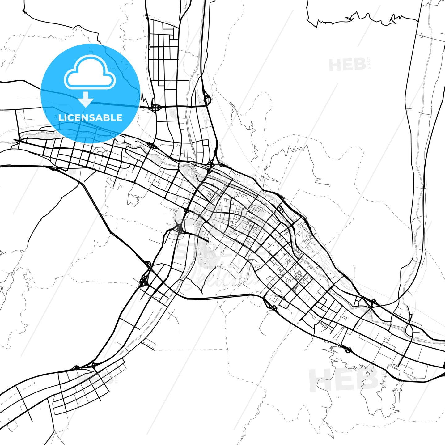 Vector PDF map of Xining, China