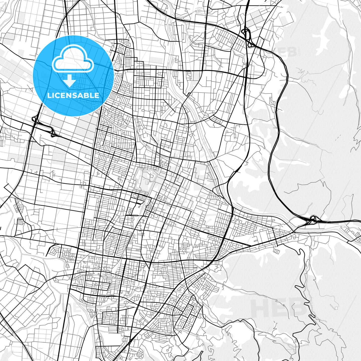 Vector PDF map of Yamagata, Japan