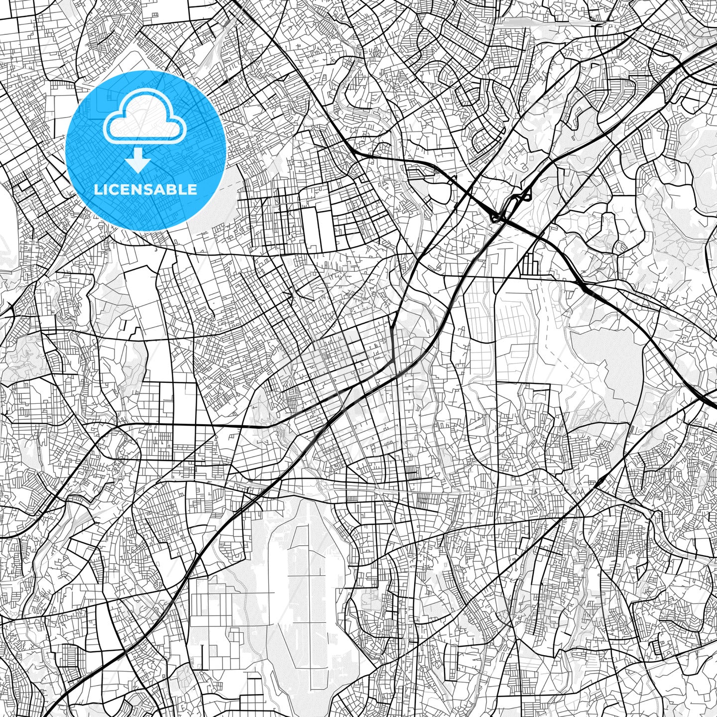 Vector PDF map of Yamato, Japan - HEBSTREITS