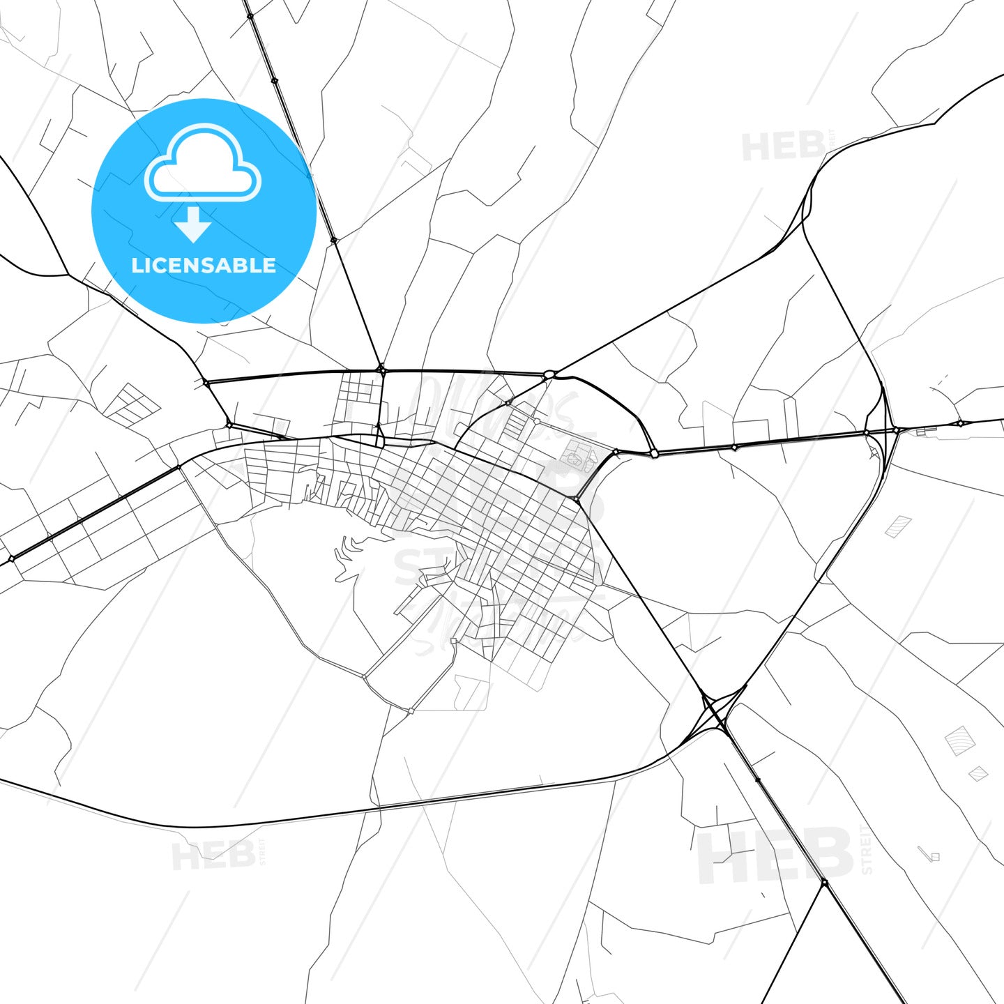 Vector PDF map of Yecla, Spain