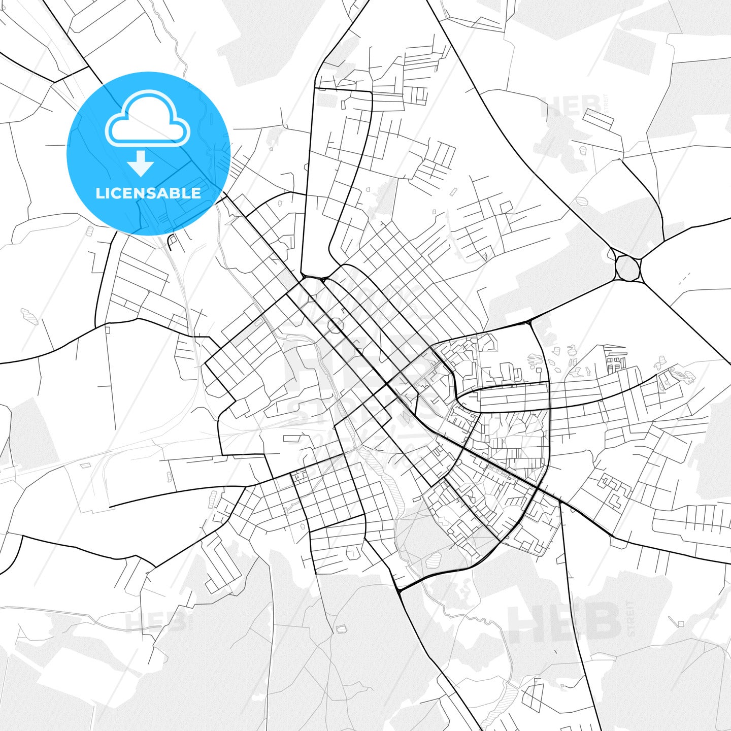 Vector PDF map of Yegoryevsk, Russia