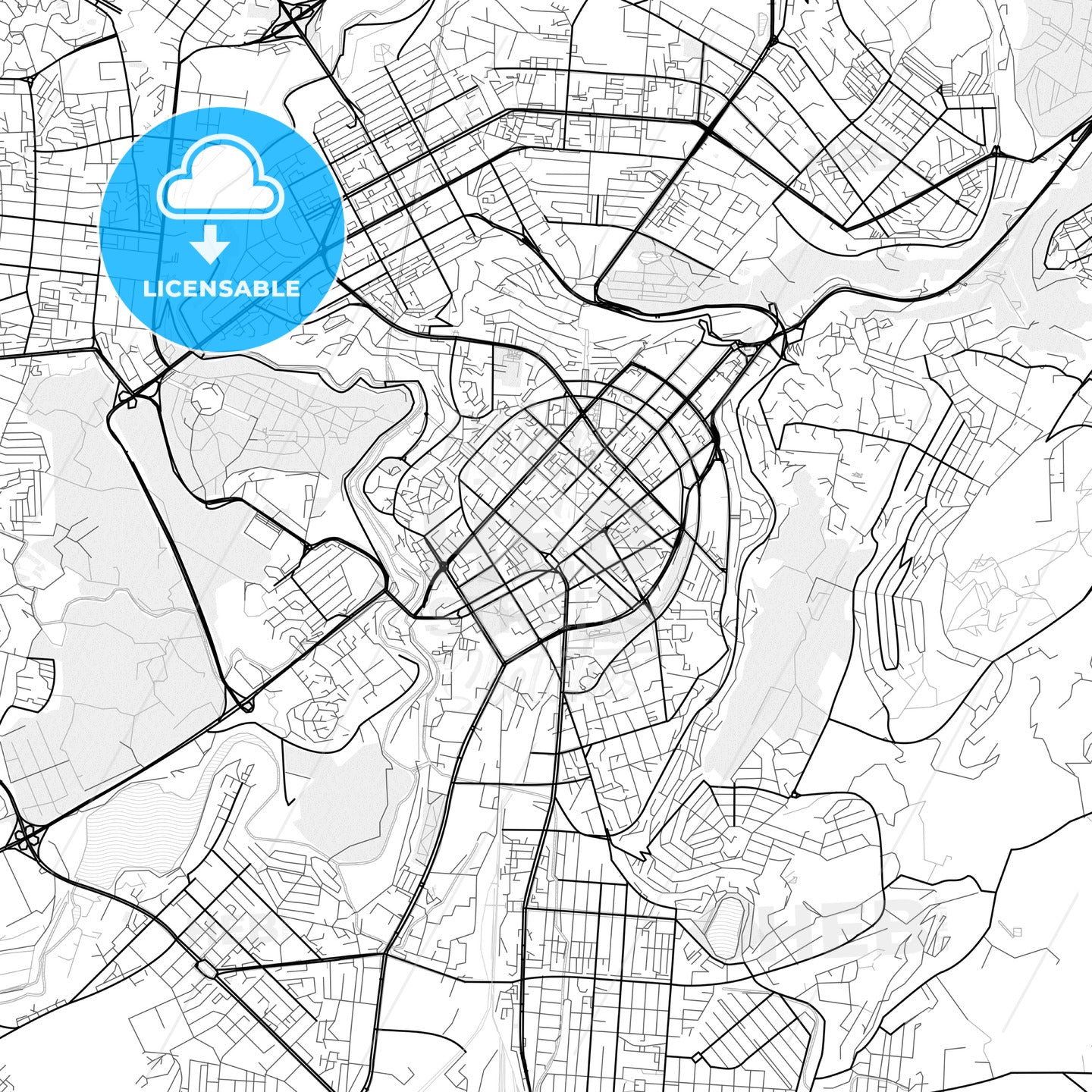 Vector PDF map of Yerevan, Armenia