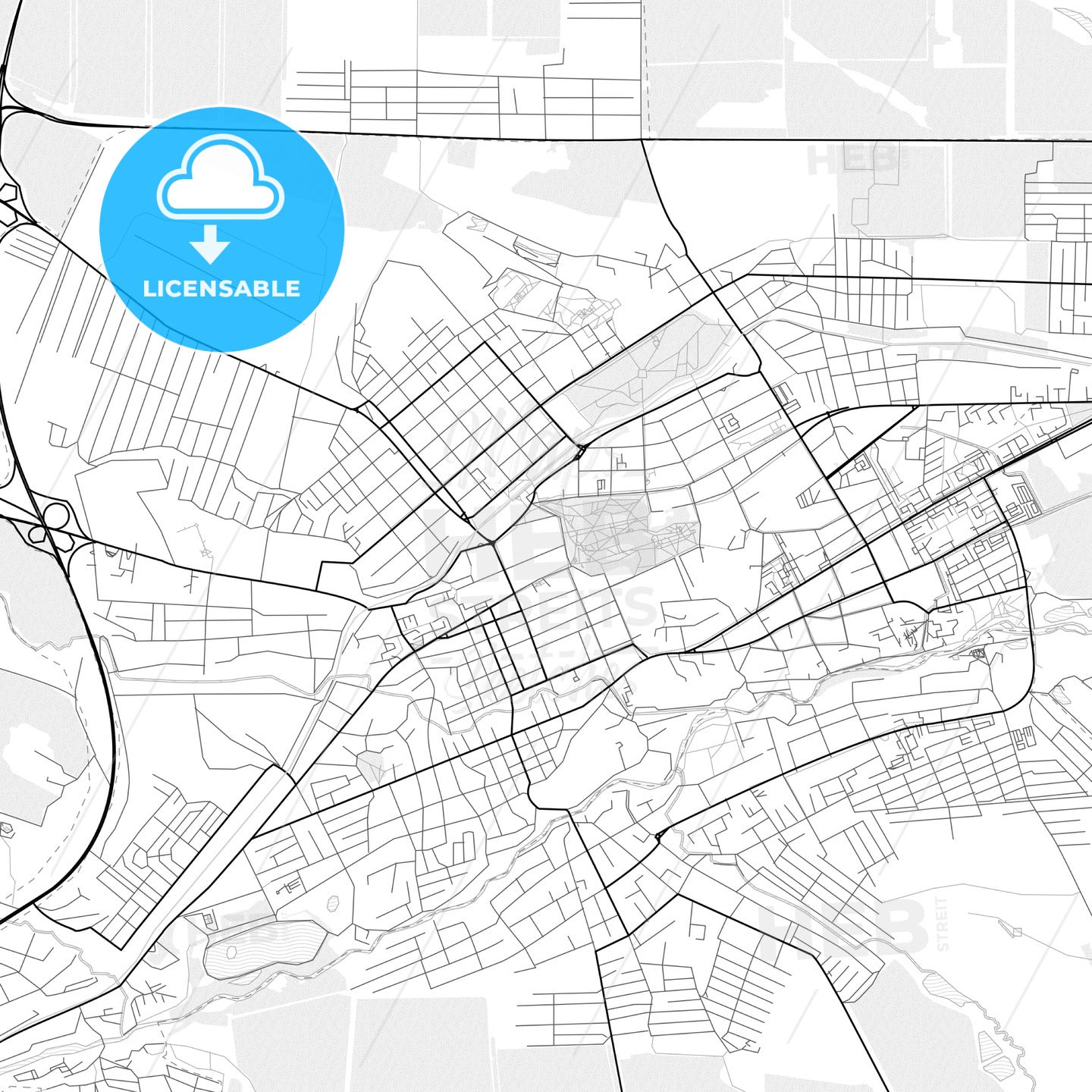 Vector PDF map of Yessentuki, Russia