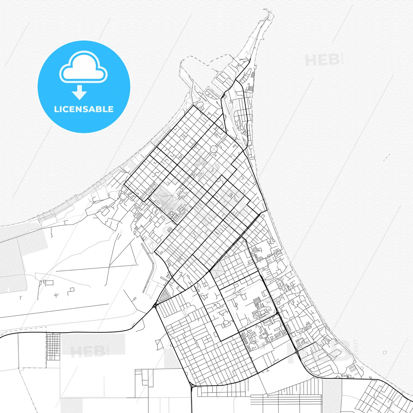 Vector PDF map of Yeysk, Russia