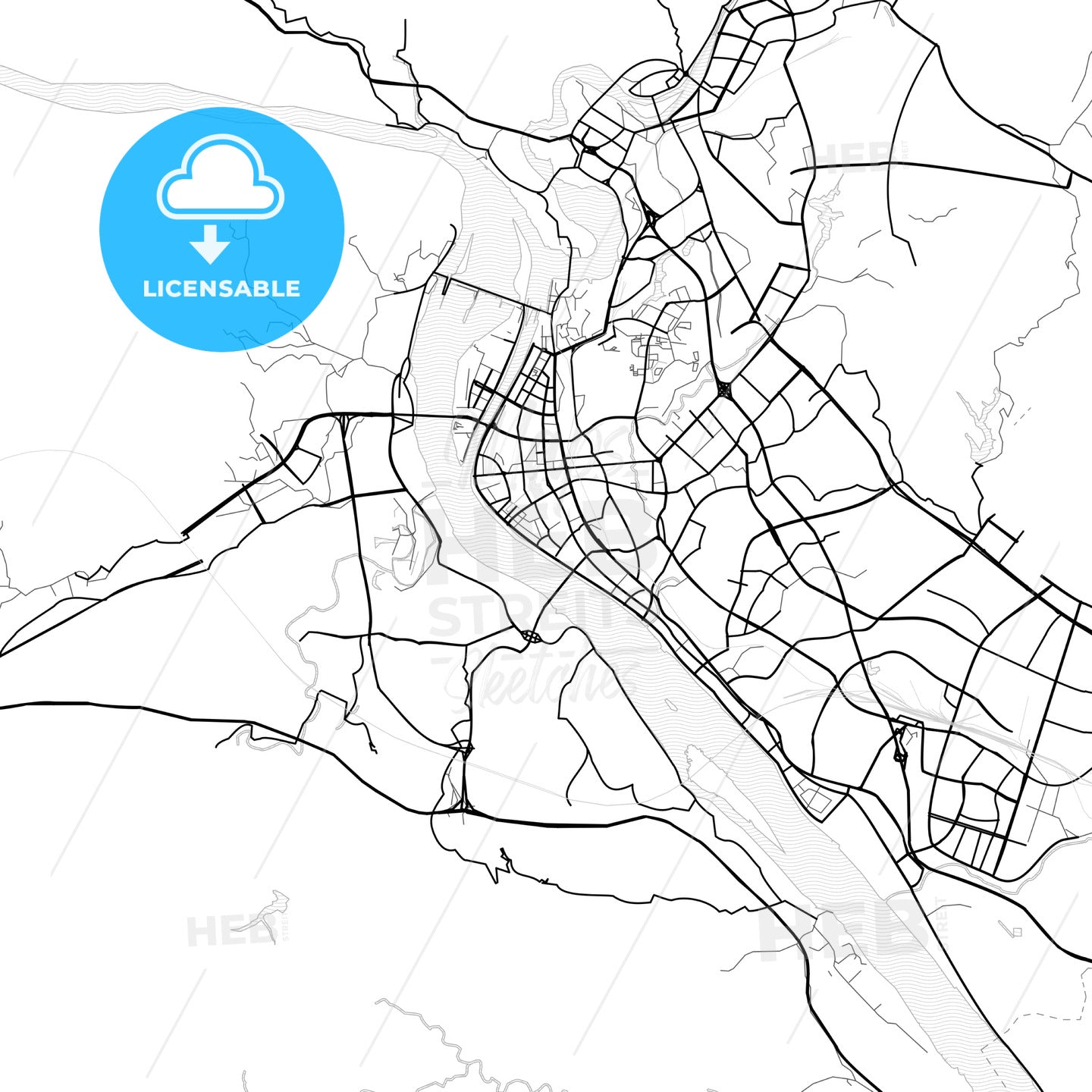 Vector PDF map of Yichang, China