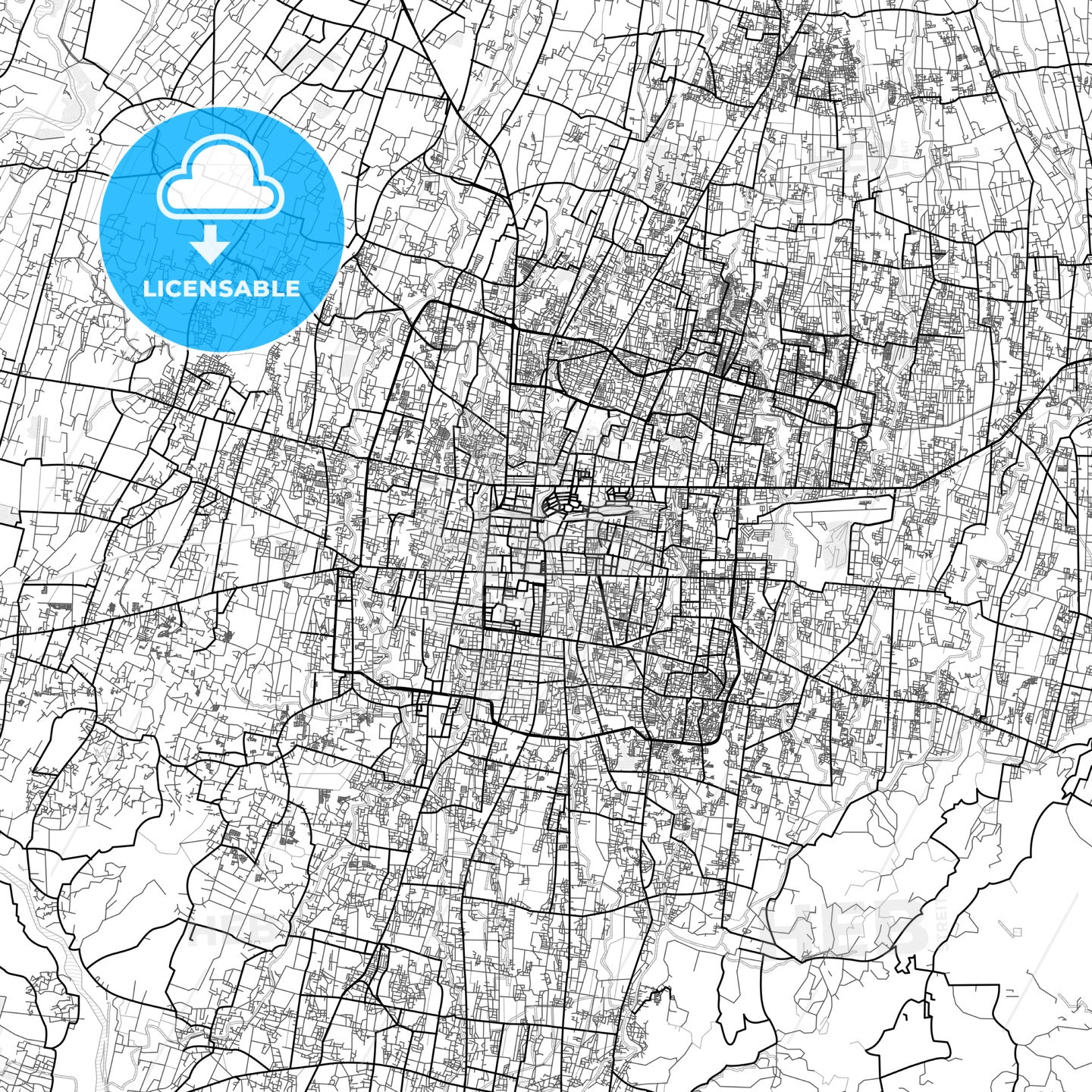 Vector PDF map of Yogyakarta, Indonesia