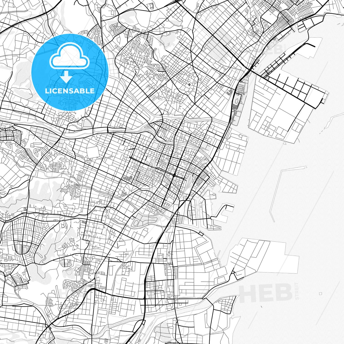 Vector PDF map of Yokkaichi, Japan - HEBSTREITS