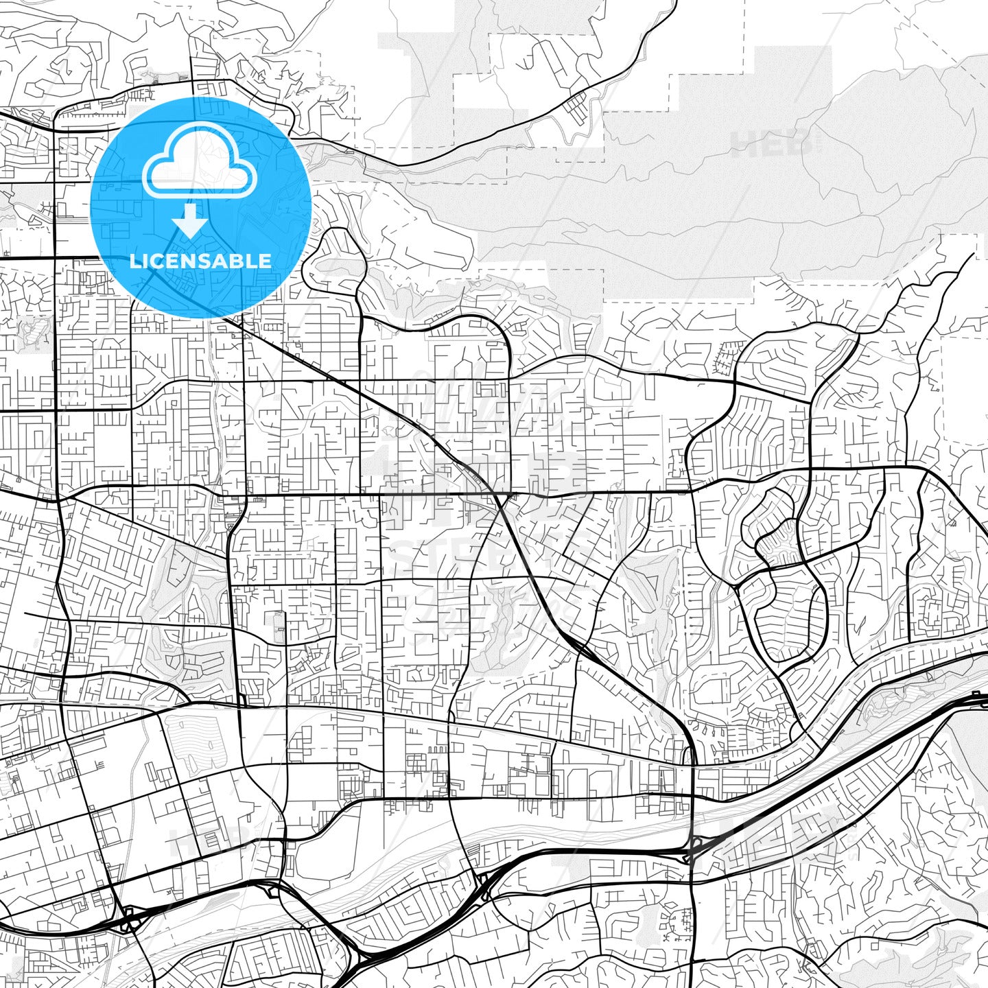 Vector PDF map of Yorba Linda, California, United States