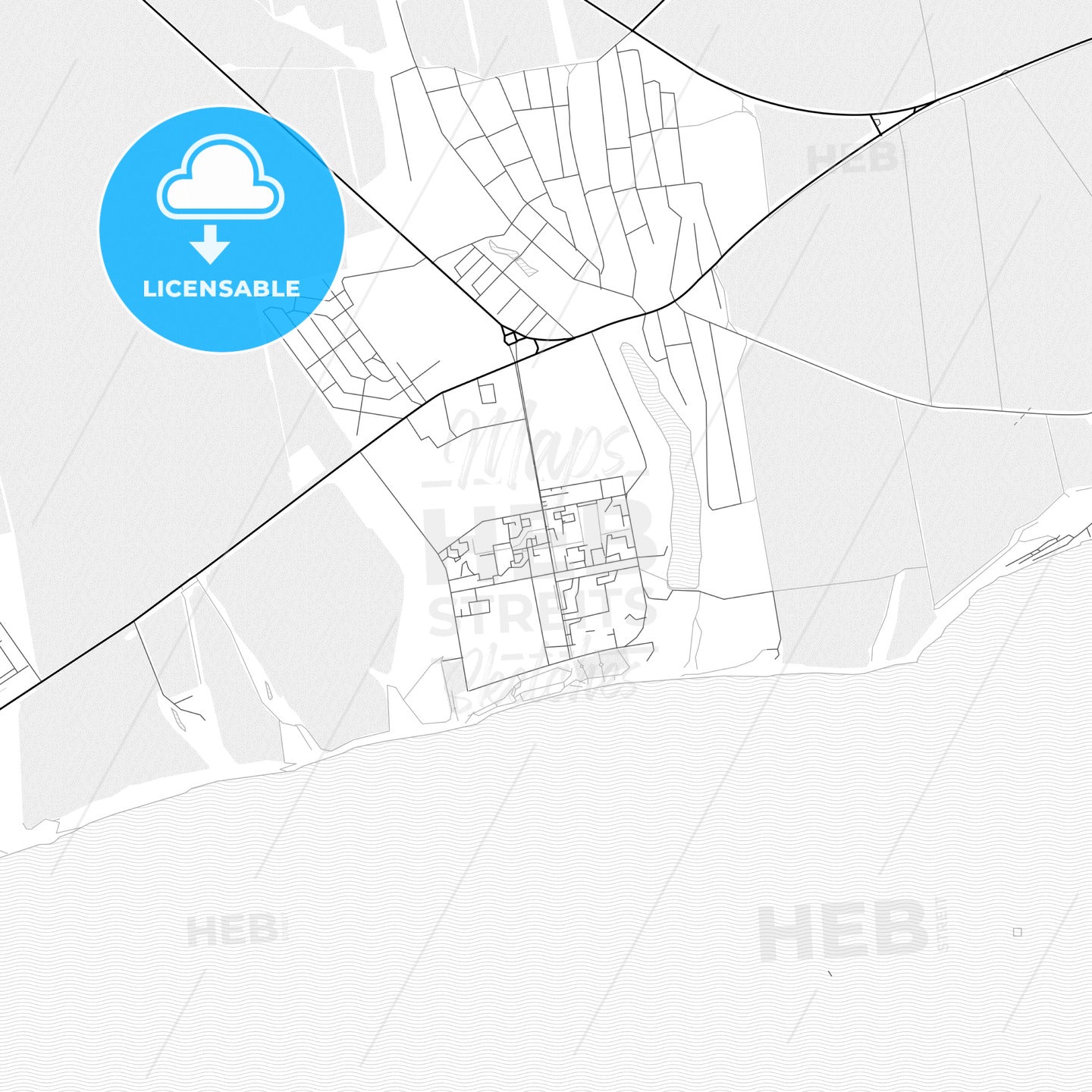 Vector PDF map of Yuzhne, Ukraine