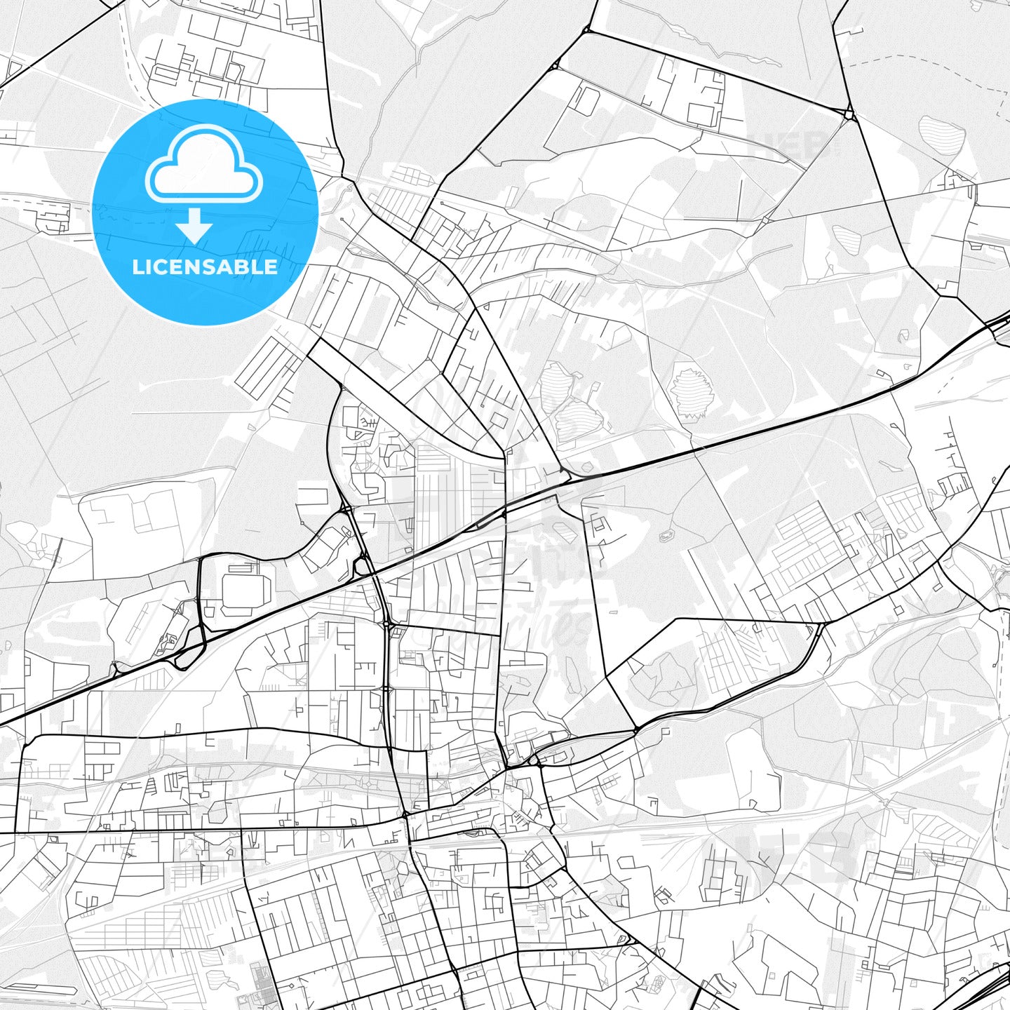 Vector PDF map of Zabrze, Poland