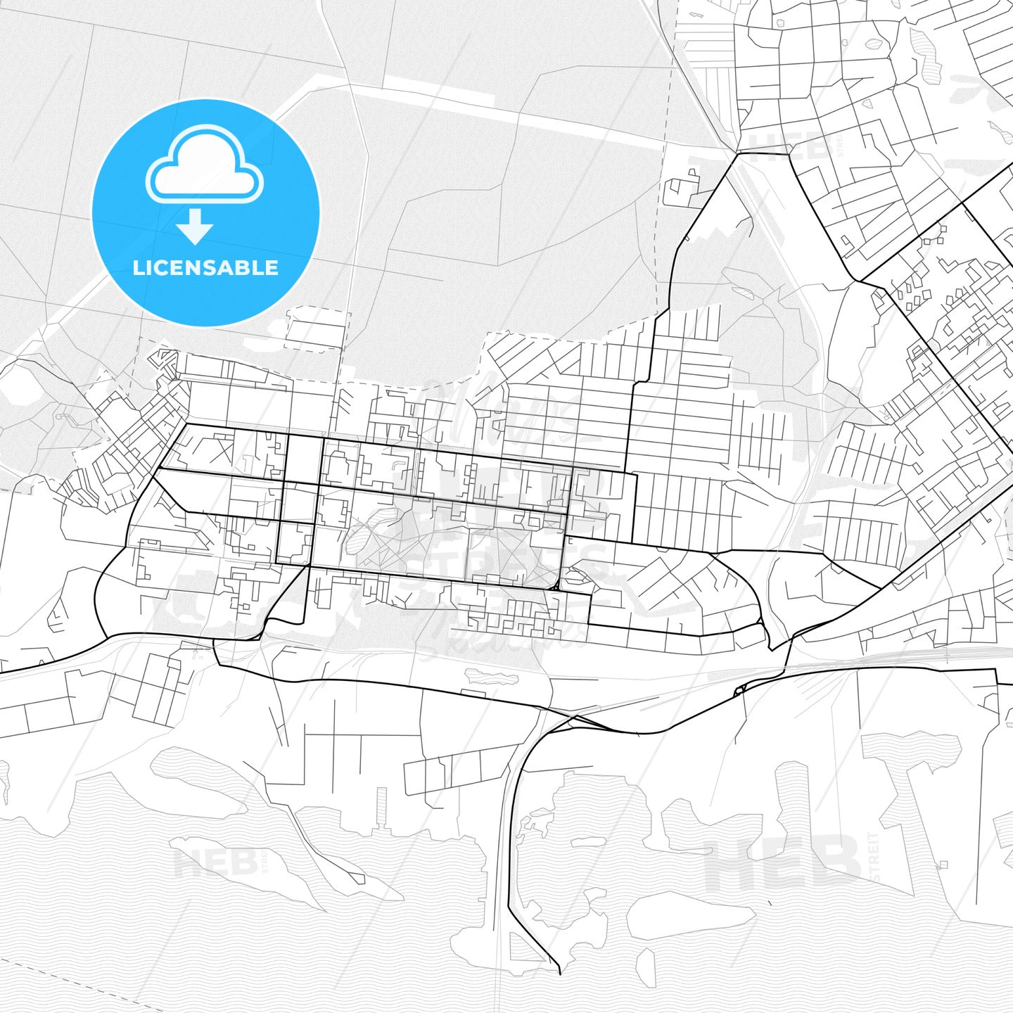 Vector PDF map of Zelenodolsk, Russia