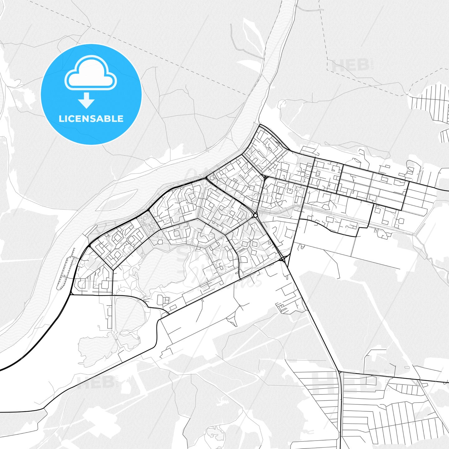 Vector PDF map of Zelenogorsk, Russia