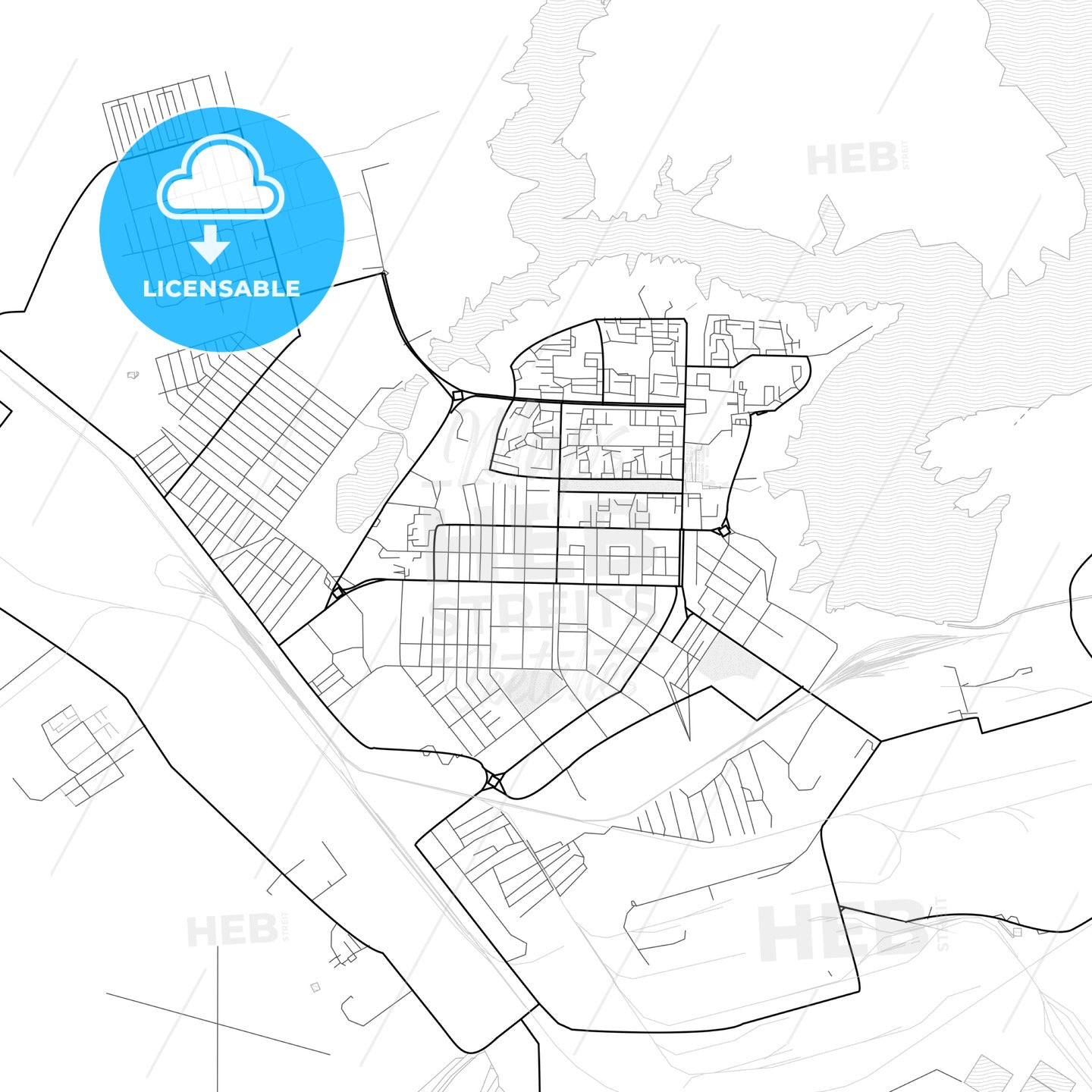 Vector PDF map of Zhezkazgan, Kazakhstan