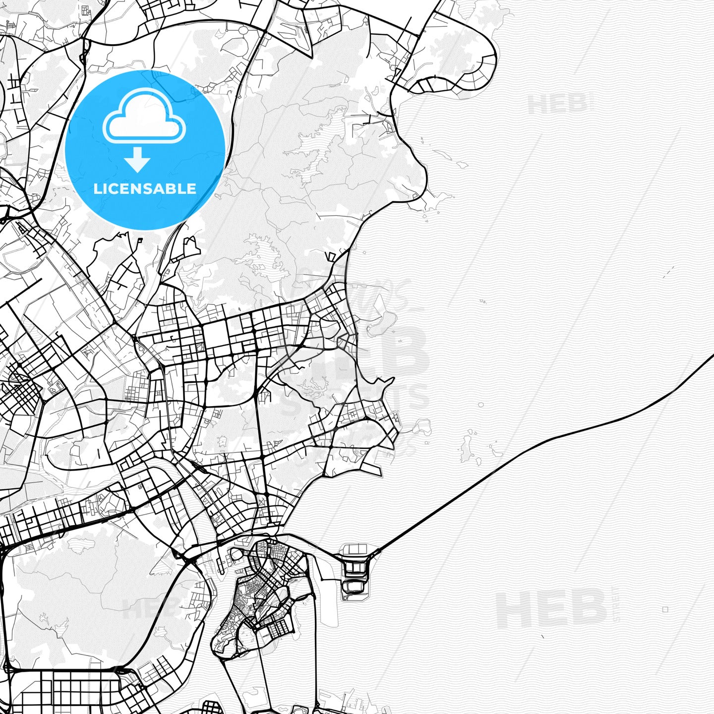 Vector PDF map of Zhuhai, China