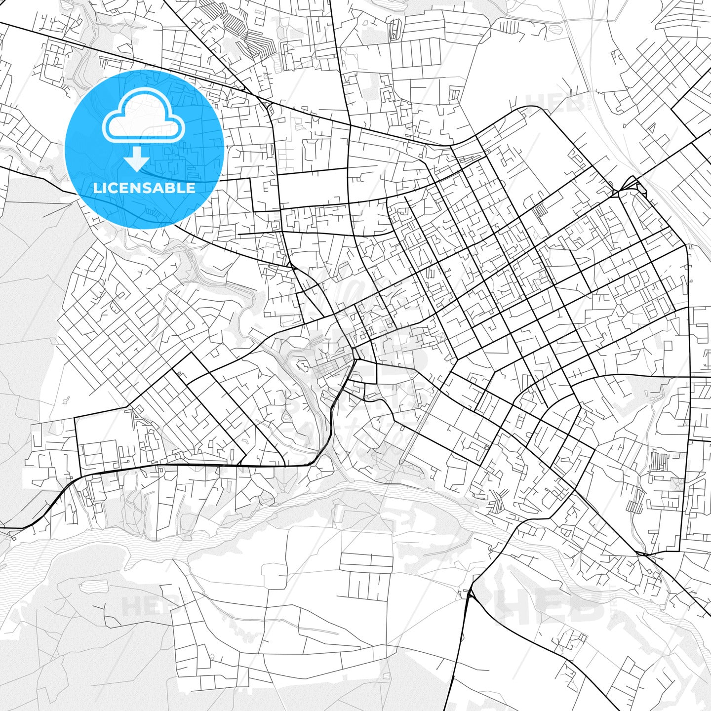 Vector PDF map of Zhytomyr, Ukraine